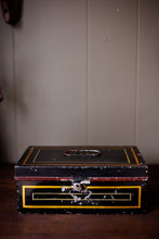 Load image into Gallery viewer, Gold and Red Trim Antique English Banker Box