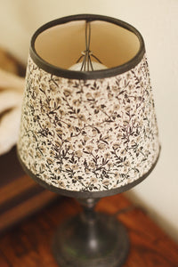 Petite Art Deco Style Bronze Lamp w/ Floral Shade