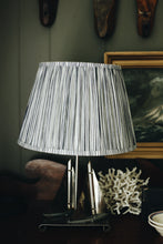 Load image into Gallery viewer, Vintage Metal Sailboat Lamp with Indigo Striped Shade
