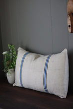 Load image into Gallery viewer, vintage blue striped home decor pillow
