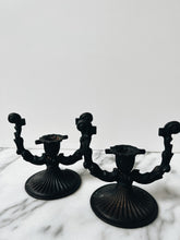 Load image into Gallery viewer, Antique Cast Iron Candleholder Set
