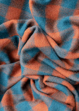 Load image into Gallery viewer, Lambswool Small Blanket in Teal/Rust
