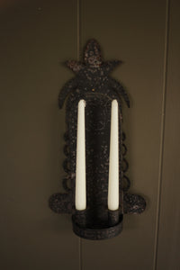 Prmitive Punch Tin Wall Sconce Candle Holder